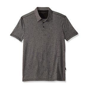 John Varvatos Star USA Men's Short Sleeve Burnout Stripe Polo Shirt Grey Heather